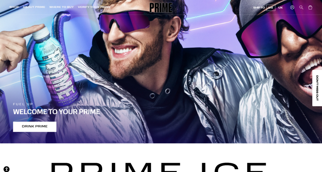 Logan Paul's Prime uses Shopify
